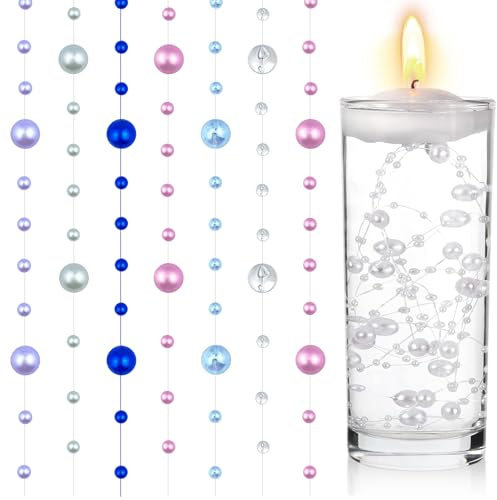 BITEFU 30 velas flotantes de perlas de agua, aproximadamente 1,4 m, cuerda de perlas para velas flotantes, guirnalda de perlas para jarrones, llenadores de botellas de agua, bodas, accesorios para el