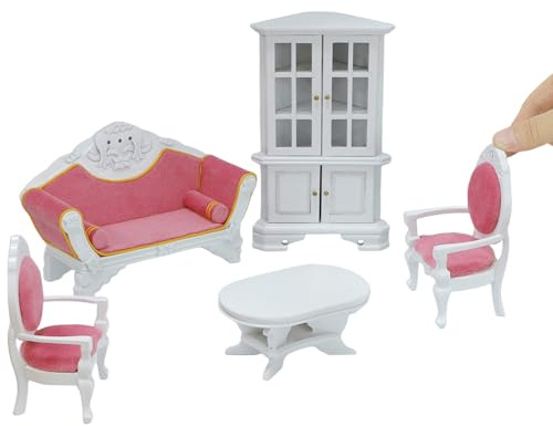 CAZSTYK Accessoires pour maison de poupée - Meubles en bois - Scène de salon - Décoration pour enfants - Collection artisanale - Ensemble de meubles miniatures pour maison de poupée