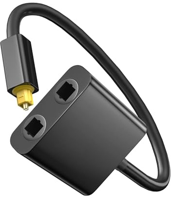 FINEANDENG Toslink ljudfiberoptisk adapter 1 i 2 ut fiberoptisk ljudfördelare för DVD-spelare, tv-apparater, högtalare, effektförstärkare, etc. (7,63 tum