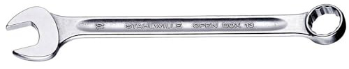 Stahlwille 40081616 Combination Spanners Open-Box No.13, Size 16mm, Metric, with 15 Degree Offset Ring End, Chrome Plated Finish, Length 180mm, Made in Germany