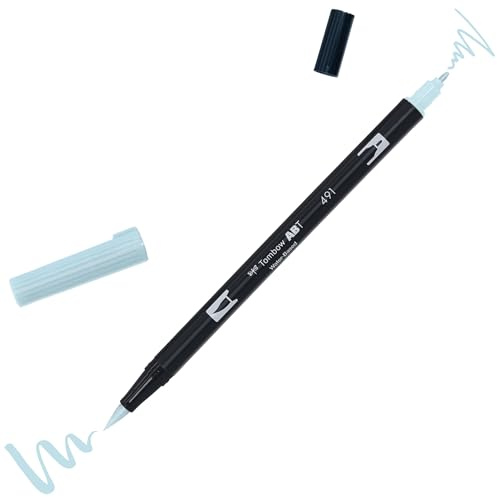Tombow ABT-476 fiberpenna dubbel borste penna med två spetsar, cyan
