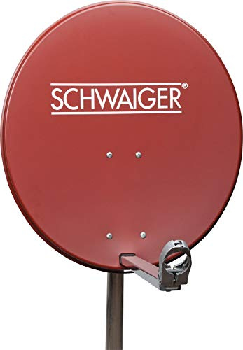 SCHWAIGER -SPI621.2- Parabolantenn | 65 cm | Satellitantenn | med LNB-stödarm och mastfäste | integrerad kabeldragning | Parabolantenn i aluminium | 75 x 65 cm | tegelröd