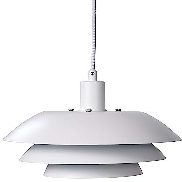 Dyberg Larsen DL31 Deckenlampe Wohnzimmer weiß matt - Metall - 60W - Innenbereich - Lampe Wohnzimmer in Dänisches Design - Modern Pendelleuchte - Leicht - schlafzimmer deko - Ohne leuchtmittel