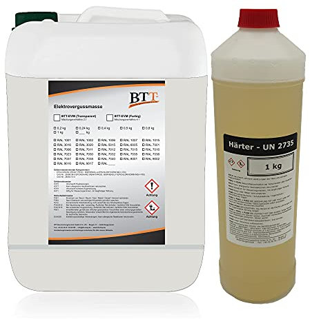 BTT-EVM Elektrovergussmasse Transparent (1200g) auf 2K Epoxidharz Basis, IP68 bis 1000 Volt