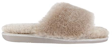 Vanuba - Damen Hausschuhe Anoa 38 EU, Lammfell Pantoletten, Leder Badelatschen, Wolle, Bequeme Lammfell-Hausschuhe, Handgemacht - Beige