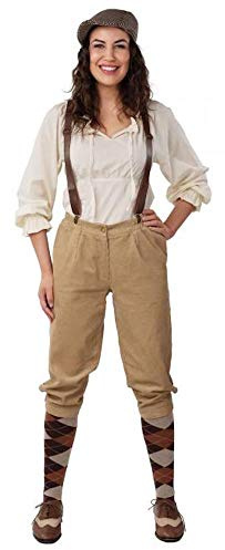 shoperama Paper Boy Pantalon en velours côtelé, en forme de Knickerbocker, pour femme, style années 20, convient à la fête de la bière, accessoire de costume, taille 36/38