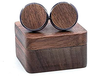 GIVBRO Gemelos de madera para hombre, gemelos de madera, estilo vintage, con caja para fiesta, graduación, boda, aniversario, regalo de cumpleaños