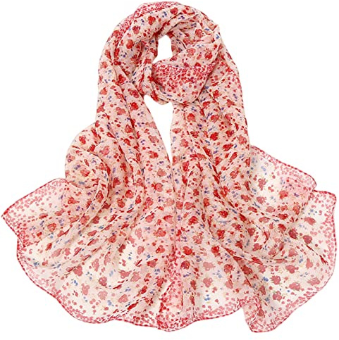 FAIRYGATE Ladies Scarves Floral Chiffon Scarf Sunscreen Fashion Scarfs Flower Print Lightweight Head Shawls Wrap for Women 62009