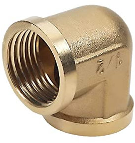 TOP-VIGOR Raccord de tuyau coudé en laiton à 90 degrés 1/2 PT femelle x 1/2 PT femelle, connecteur en forme de L pour connecter les tuyaux d'eau, pétrole, carburant, gaz inertes, ton laiton
