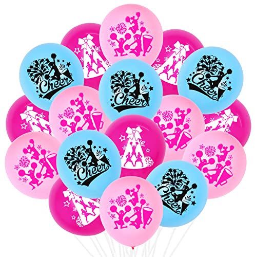 45 Stück 12 Zoll Cheerleader Party Latex Luftballons Hot Pink Blau - Cheerleading Themed Party Dekorationen Rose Rot, Cheerleaders gedruckt Ballon für Cheer Gymnastik Geburtstag Party Supplies