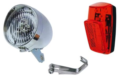 THINK ALOHA Kit Fanale Luce Anteriore e Posteriore Bici Stile Vintage 3 Led - Fanale Anteriore Bicicletta + Fanale Posteriore Bici Rosso Parafango - Batterie Incluse - Graziella Olanda R City Bike