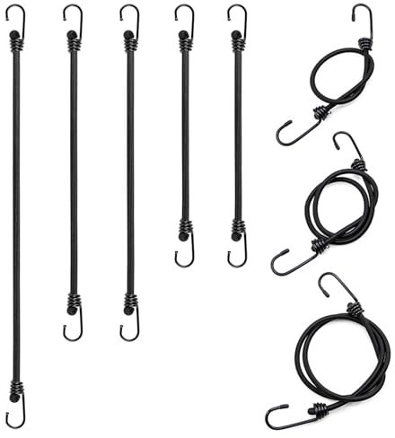 FYting Expander mit Haken,8 Stück Spanngummi mit Haken(3 * 50cm+ 3 * 80cm+ 2 * 100cm),Gummi Spanngummi mit Einstellbarer, Robust Und Langlebig, Für Campingzelte, Motorräder,Fahrräder(Schwarz)