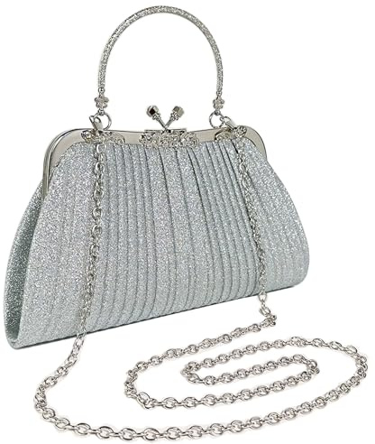 Bolso de mano pequeño para mujer, bolso de noche, elegante, bolso de novia, bolso cruzado, para bodas, fiestas, discotecas, Silver-2250, small, Elegante