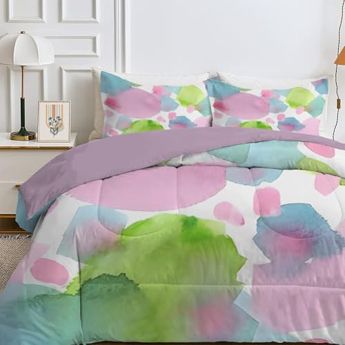Qiwagu Bettdecke 135x200 4 Jahreszeiten, Wende Abstrakt Steppdecke Waschbare, Bettdecke ohne Bezug Nutzbar, Leicht Weiche Schlafdecke 200GSM, Ganzjahresdecke Bunt mit 1 Kissenbezug (ohne Kissen)