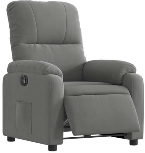 vidaXL Relaxsessel, Sessel mit Liegefunktion Elektrisch, Fernsehsessel Liegesessel für Wohnzimmer, Ruhesessel Polstersessel, Dunkelgrau Mikrofasergewebe