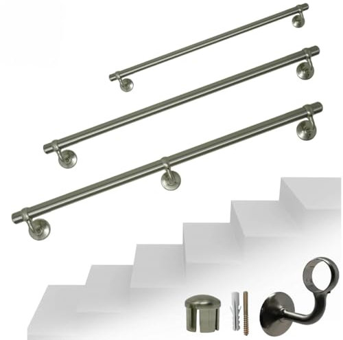 Parpyon® Corrimano a muro Scala Tubo passamano Acciaio Inox 40mm Prodotto 100% Italiano Fissaggio a parete Kit montaggio FACILE scale e balaustra (Acciaio Inox Satinato, CM 60)