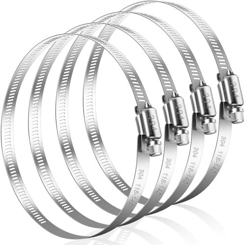 Bolatus Abrazaderas de manguera de 118 a 140 mm, 4 unidades, acero inoxidable 304, abrazaderas de tornillo ajustables, surtido para manguera de piscina, tubo de ventilación, manguera de escape