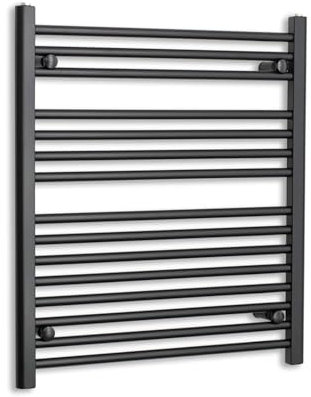 700mm Wide Black Heated Towel Rail Straight Flat Bathroom Warmer Radiator Rack Central Heating Turkish Zone (700mm Wide - 800mm Height)