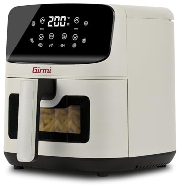 Girmi FG27 Ecofrit Lite Friggitrice ad Aria 4,2 Litri, 1400 W, 4.2 Litri, Display digitale, 8 programmi, Timer, 80-200° C, BPA/PFOA Safe, Ricettario incluso, Gesso