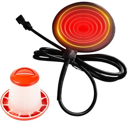 Calentador De Bebedero para Pollos | Base Calefactora De Silicona De 15 Cm - Calentador De Agua Avícola De 20W con Cable De 180 Cm | para Invierno Granja Ganado Exterior Patio Bebida Mascotas