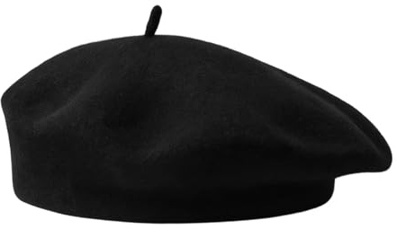 Black Beret, Premium Wool Unisex Beret Hat for Women and Men, Classic Vintage Style for Travel, Photography and Outdoor Activities, Adjustable Fit 56-58cm