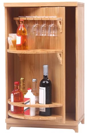 Miniatyrdockhus vinset – dockmöbler, kompakt vinförvaring | mini träskåp med detaljerad design, tillbehörssats för låtsaslek, skärm, kreativ, samlarobjekt