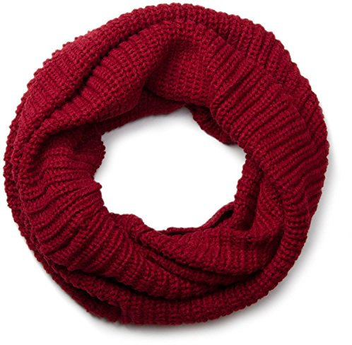 styleBREAKER Unisex Feinstrick Schal, einfarbiger Loop Schlauchschal, Feinripp Winter Strickschal, Loopschal 01018112, Farbe:Dunkelrot