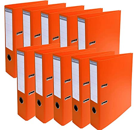 Exacompta 53744E 10er Pack Premium PVC-Ordner Prem´Touch. 7 cm breit DIN A4 Ringordner Aktenordner Briefordner Büroordner Plastikordner Schlitzordner orange