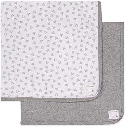 Burt's Bees Baby Infant Receiving Blankets, Made with 100% Organic Cotton, Stretchy and Soft Honey Bee Newborn Swaddle Blanket - Size 29 x 29 Inches - 2 Pack Set