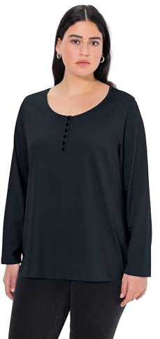 Ulla Popken Mujer Nmmolaf Gabe LS Top Wdi Blusa Not Applicable, Negro (Schwarz 10), 48 (Talla del Fabricante: 46+)