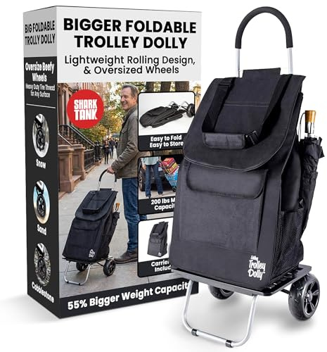 dbest products Bigger Trolley Dolly, Black Shopping Grocery Foldable Cart