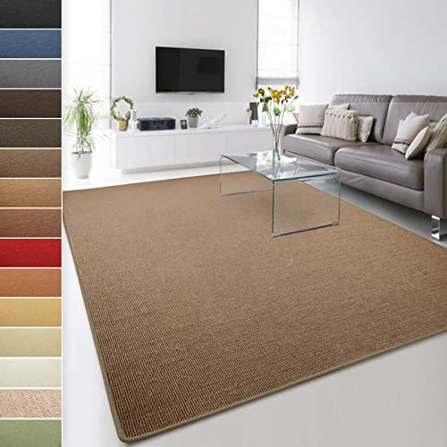 Floordirekt 100% reines Sisal - Sisalteppich - Teppich für Wohnzimmer - Naturfaser - Läufer (Kork, 200 x 240 cm)
