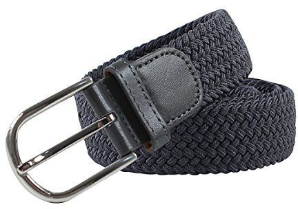 YEHMAN Ceinture tressée élastique extensible 110 cm 30 couleurs diponibles Homme Femme (Gris foncé), Gris Foncé, 115 cm