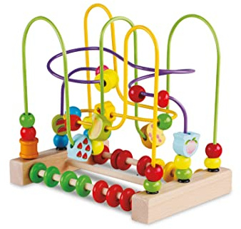 Teorema Juguetes - Laberinto Educativo Montessori de Madera, Juguete para niños con Curvas motoras de Colores y Cuentas deslizantes, Grande, 40561