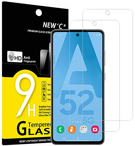 NEW'C 2 Stück für Samsung Galaxy A52, A52 5G, A52S 5G für Panzerglas, Frei von Kratzern, 9H Härte, HD Displayschutzfolie, 0.33mm Ultra-klar, Ultrabeständig