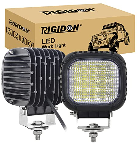 RIGIDON 1x LED-strålkastare strålkastare 5 tum 48W 4800lm 12V 24V dimljus | fyrkantig, LED-arbetslampa, vattentät, utomhuskörning, 6000K vit, för bil terräng lastbil SUV UTE ATV 4x4 båt traktor