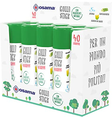 Osama - Pegamento Barra Extra Fuerte, 10 Piezas 40 gr - Set Pegamentos Ideal para Material Escolar y Papeleria Oficina - Deslizante sobre Papel, Resistente y Apto para Niños con Ingredientes Naturales