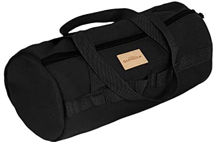 Perfk Tent Stakes Storage Bag, Pegs Pouch, Utility Tote Carrier, Large Capacity Tent Rod Bag for Picnic, Outdoor Sports, Camp Tarp, Black