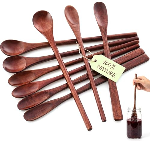 HANSGO 9PCS Wooden Honey Spoons, Mixing Coffee spoon with Long Handle for Jam Dessert Stirring