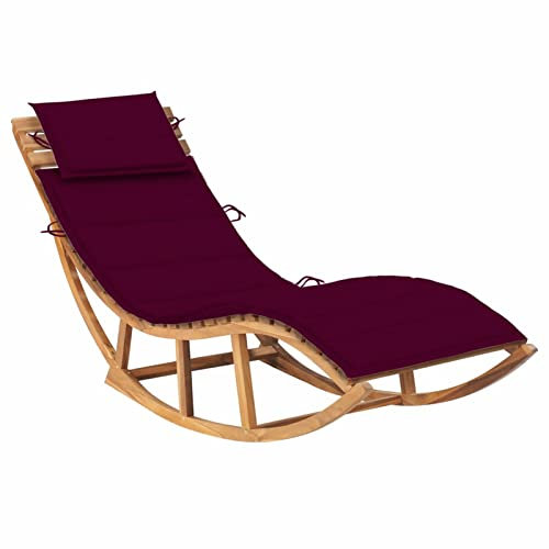 GuyAna Schaukelliege mit Auflage Massivholz Teak Camping Rocking Chair Recliner Chairs for Living Room