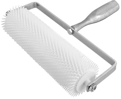YKUKIZEE 10 inch Spiked Roller Self Levelling Floor, 13 mm Teeth Spiked Flooring Aeration Roller, Spiked Screeding Floor Roller for Cement Concrete Epoxy Paint Construction