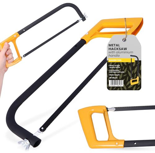 Sierra de Mano para Metal Ajustable 250-300 mm Hoja de Sierra de Arco Taller Multifuncional Corte de Tubos Aluminio Plástico PVC Duradera