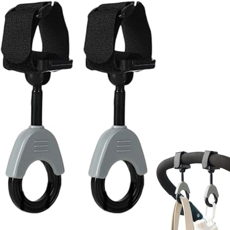 Ganci per passeggino per borse per pannolini, rotazione a 360 gradi, comode clip per passeggino per borsa per pannolini, ganci multiuso per borse della spesa, cinghie per passeggino, clip per