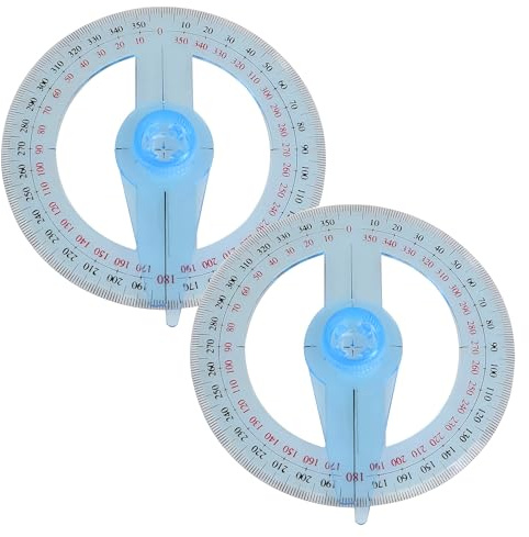 2Pcs 360 Degree Protractor Angle Measure Protractor Circle Protractor 12cm Plastic Protractor 360 Ruler Measuring Tool for Students and Children