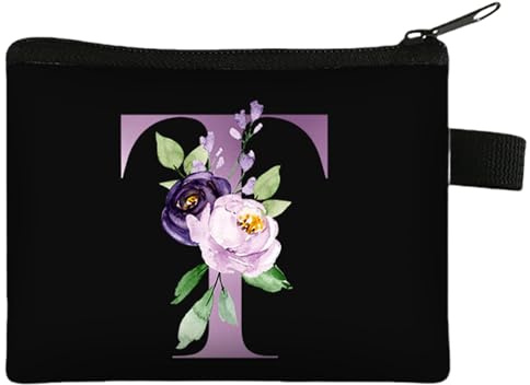FAVORTALK Ladies Purse Fashion Coin Bags Women's Wallet with Zip Black Initial Coin Purse Credit Card Coin Holder Mini Coin Pouch Holiday Festival Party Travel Accessories Money Pouch - 43422