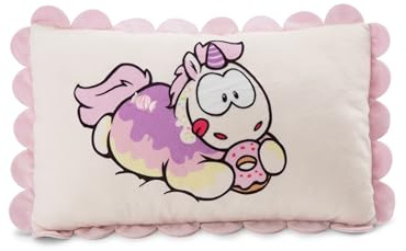 NICI 61917 Coussin Motif Licorne Sweety Rainbow, 43 x 25 cm, Blanc, Moelleux, pour Garçons, Filles, Bébés Et Amateurs De Doudous, Idéal pour La Maison, La Maternelle Ou Les Déplacements