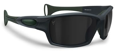B89 Occhiali Sportivi Polarizzati Antiriflesso Antivento Antiurto per Sci Trekking Beach Volley Watersports Kitesurf Pesca Ciclismo mod. CA Galleggianti (Antracite/Verde Foresta - Lente Grigia)