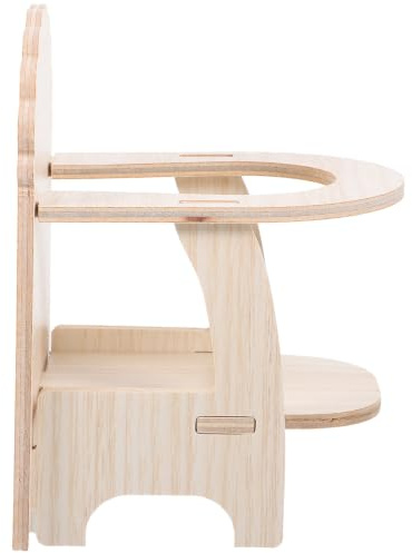Vaguelly Silla de Madera Caqui 1 Juego con Bandeja para Hámster | Hecha a Mano, para Cobayas y Reptiles, Accesorio de Casa Miniatura, Prop de Fotografía