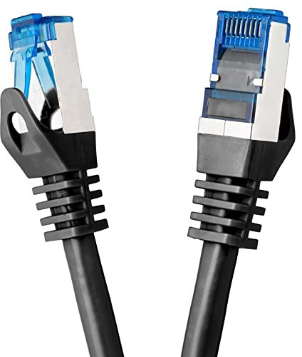 BIGtec 15m CAT.7 LAN Ethernet Kabel Netzwerkkabel Patchkabel Gigabit Patch DSL schwarz Kupferkabel doppelt geschirmt RJ45 Stecker Cat7 S/FTP PIMF kompatibel PS5 Netzwerk Switch DSL Router Modem