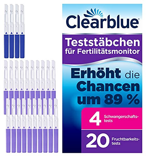 Clearblue, Kinderwunsch Fertilitäts Schwangerschafts Teststäbchen 20+4 für den Fertilitätsmonitor Advanced, 24 stück